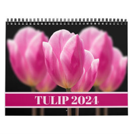 Calendário Elegantes Flores Florais de Tulipa e Rosa Fotograf