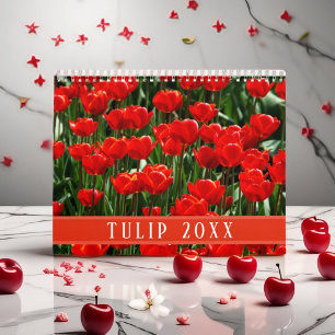 Calendário Elegantes Flores Florais de Tulipa e Rosa Fotograf