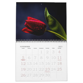 Calendário Elegantes Flores Florais de Tulipa e Rosa Fotograf