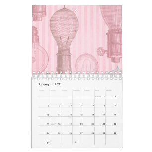 Calendário Elétrico Vintage Lâmpadas Rosa Lâmpadas Retroat