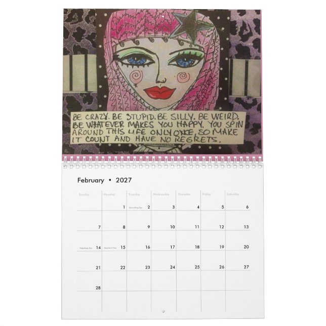 CALENDÁRIO ENCHIDO COM A ARTE MÁ DA MENINA (Fev 2027)