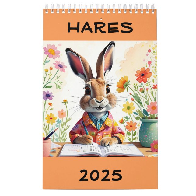 Calendário Engraçado, Cute Hares 2025 Calendar (Capa)