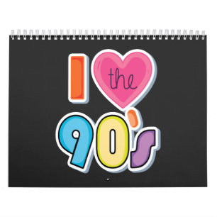 Calendário Engraçado eu adoro os anos 90, a festa do tema dos