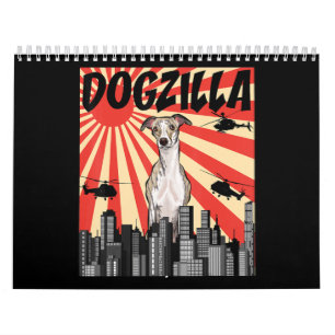 Calendário Engraçado Whippet Dogzilla Japonês