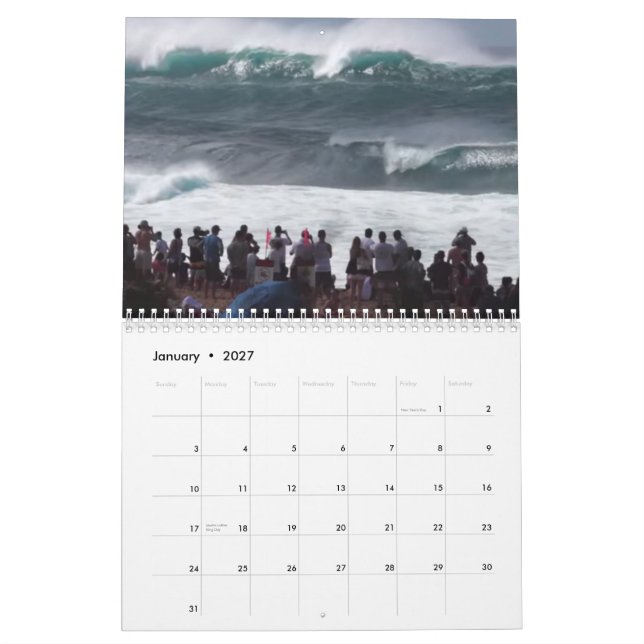 Calendário Enorme Pipeline de Surf de inverno (Jan 2027)