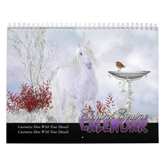 Calendário eqüino elegante da arte do cavalo da (Capa)