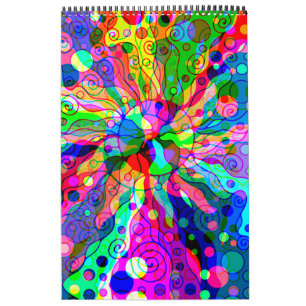 Calendário Esboço de arte fantasiosa - Abstrato Neon Shift 1