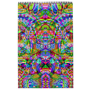 Calendário Esboço de arte fantástica - Abstrato Neon Shift 3