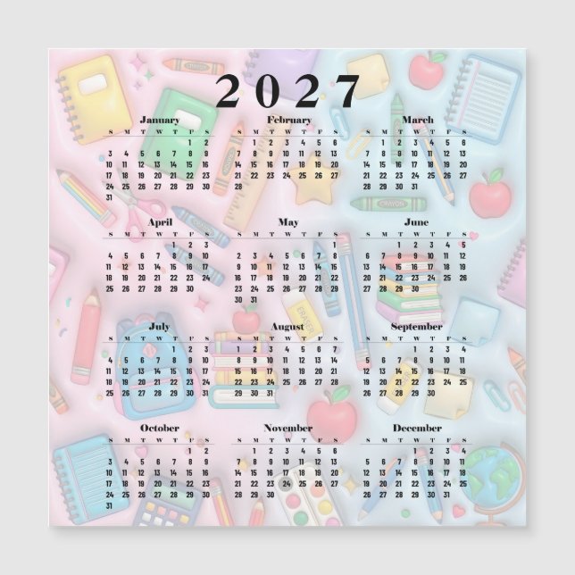 Calendário escolar 2027 (Frente)