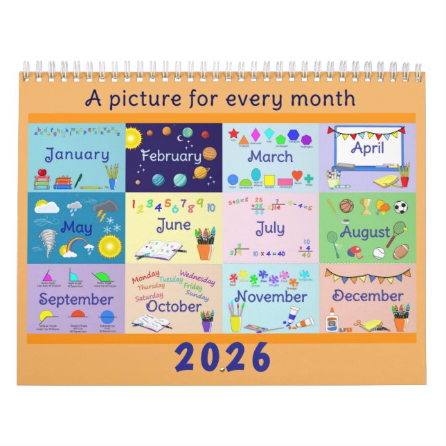 Calendário Escolar Médio de Duas Páginas,  (Capa)