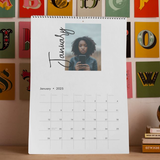Calendário Escrevendo de Script Simples de Fotografia minimal (Criador carregado)