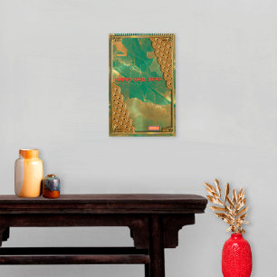 Calendário Esmeralda Verde Vermelho Dourado 12 Signos do Zodí