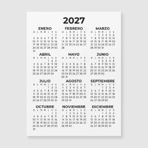 Calendário Espanhol Magnético Minimalista Simples