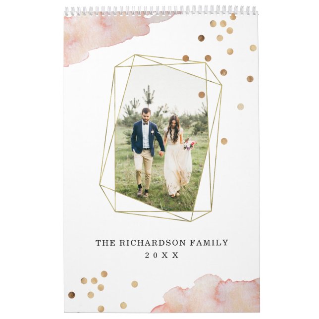 Calendário Espelho Geométrico | Trendy Watercolor e Photo (Capa)