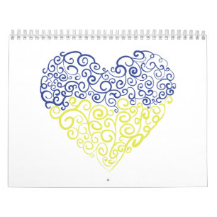 Calendário Espiral espirra mehandi coração cores da bandeira