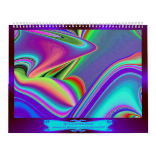 Calendário Espírito do Verão Breeze Abstrato 3D Rainbowart