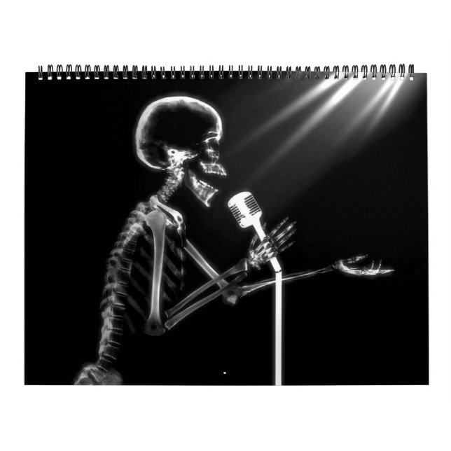 Calendário Esqueleto de Raio X Preto e Branco (Capa)