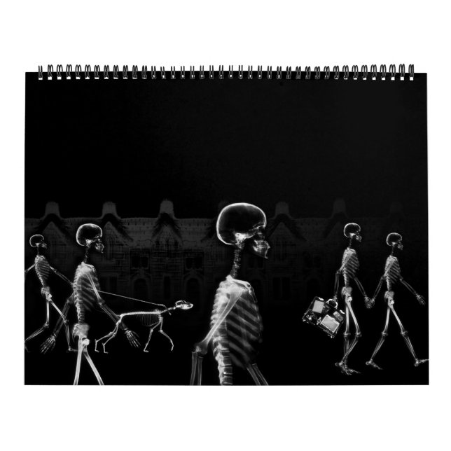 Calendário Esqueleto de Raio X Preto e Branco (Capa)