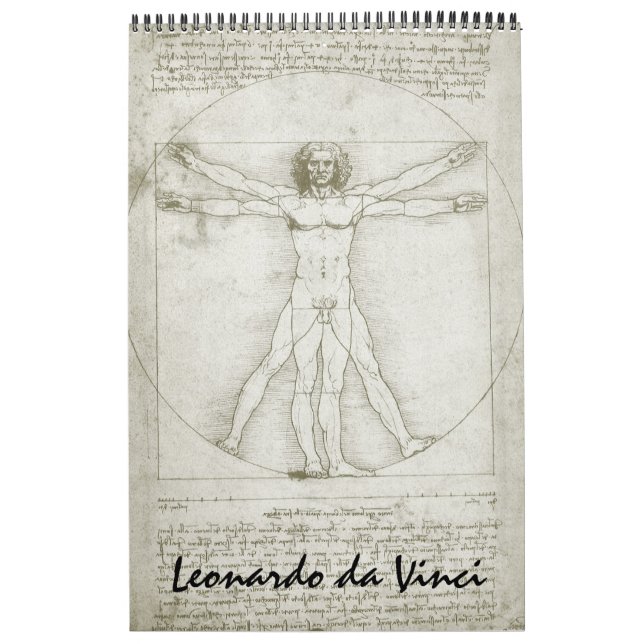 Calendário Esquemas e desenhos de arte Leonardo da Vinci (Capa)