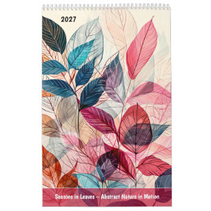 Calendário Estações em Folhas – Natureza Abstrata em Moviment