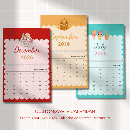 Calendário Estações Kawaii Coloridas Todos os Meses