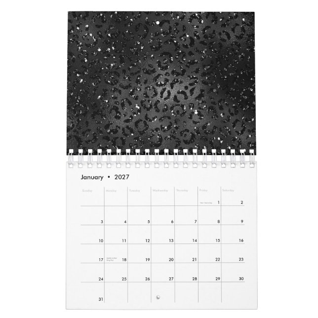 Calendário Estampa de Leopardo Guepardo Preto Animal Simples  (Jan 2027)