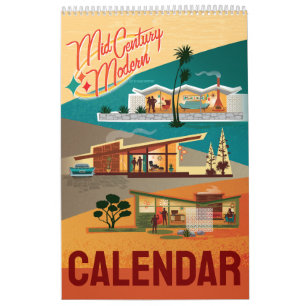 Calendário Estilo de Página de Solteiro das Casas Modernas do