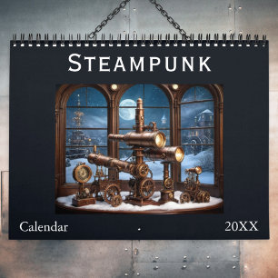 Calendário Estilo Steampunk Retro Engrenagens Estética Elegan