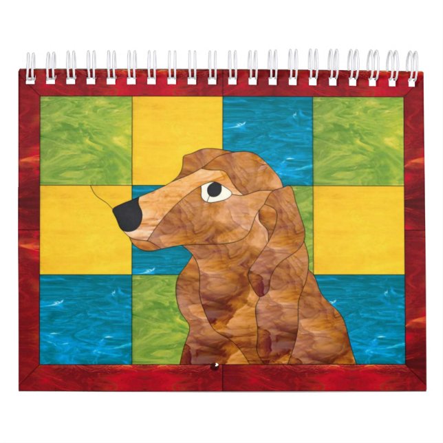 Calendário Eu amo Dachshunds longos da miniatura do cabelo (Capa)