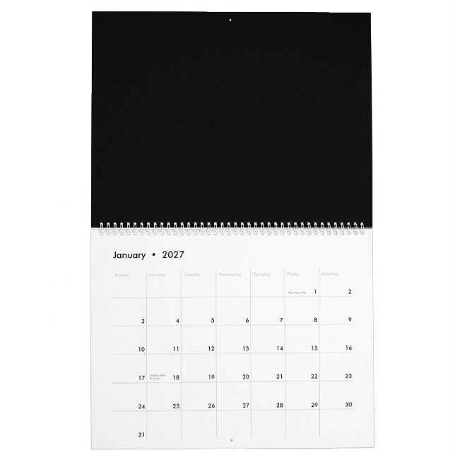 Calendário Explore uma foto branca e preta cativante (Jan 2027)