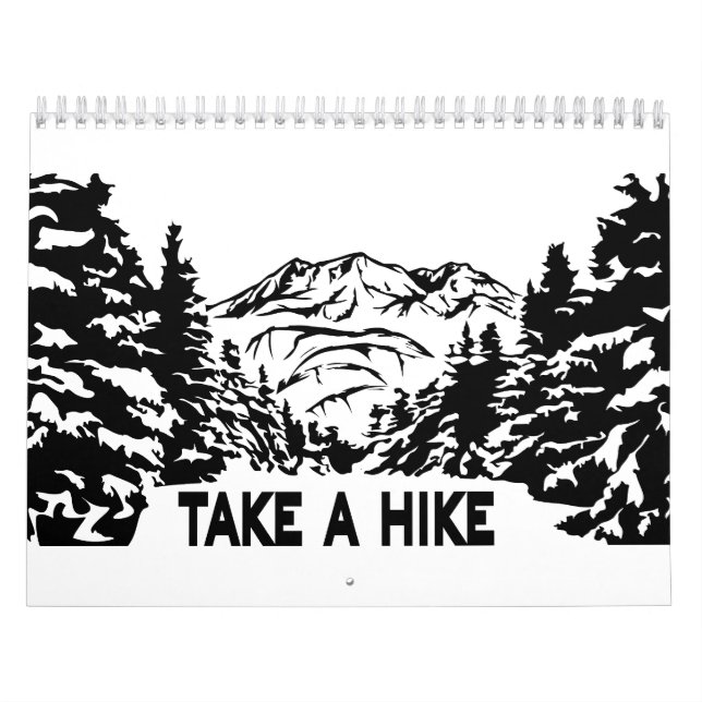 Calendário Faça uma citação de Hike, paisagem monocromática d (Capa)
