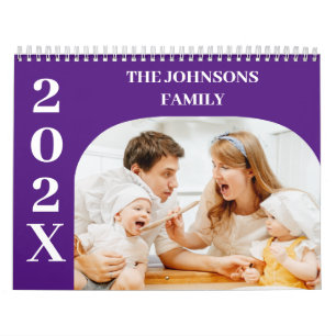 Calendário Família de 14 Fotos Personalizadas Modernas Simple