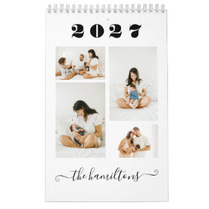 Calendário Família Moderna Simples Minimalista Foto Ano Novo