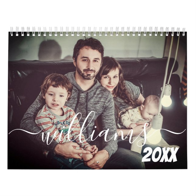 Calendário Família Personalizada de Script Simples Moderno (Capa)