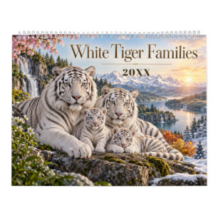Calendário Famílias de Tigres Brancos Através das Estações