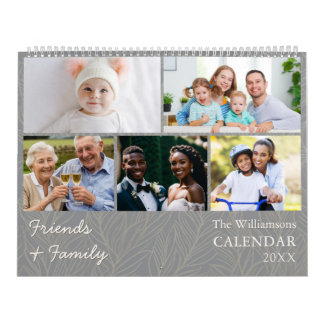 Calendário Family and Friends Gray Multi Photo Calendar