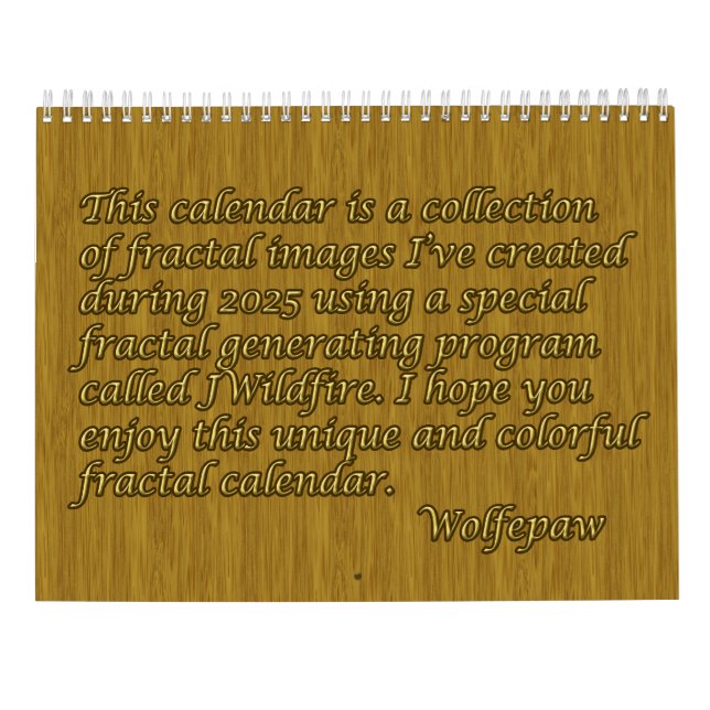 Calendário Fantabulous Fractals Calendar (Verso)