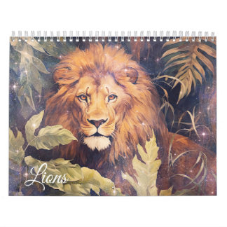 Calendário Fantasy Lions in Abstract Style