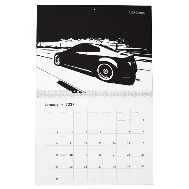 Calendário feito sob encomenda 2012 do carro de (Jan 2027)