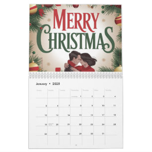 Calendário Feliz Cartão de Feliz Natal para um Casal