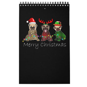 Calendário Feliz Natal com três cachorros