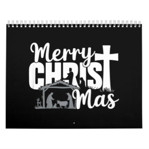 Calendário Feliz Natal Cristão Jesus Família 