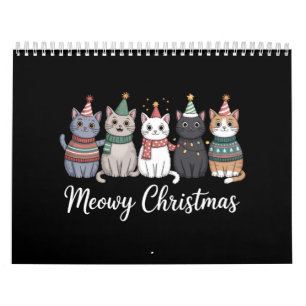 Calendário Feliz Natal Meowy Ano Felino Amante de Gatos Xmas