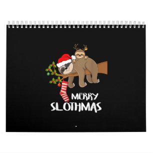 Calendário Feliz Sloth Santa Hat abre Natal