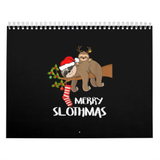 Calendário Feliz Sloth Santa Hat abre Natal