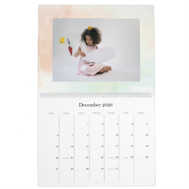 Calendário Feriado de Poinsettia de Natal Moderno e Merriest (Dez 2026)