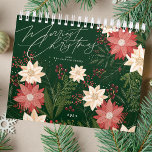 Calendário Feriado Festivo Feliz Natal Poinsettia<br><div class="desc">📆 ficar organizado e inspirado ao longo do ano com meus calendários originais projetados. Cada mês apresenta um design cativante que traz a beleza da estação para todos os dias. __________________________ ***este design faz parte de uma coleção de feriados de natal*** Entra num mundo de charme de férias de eterno...</div>