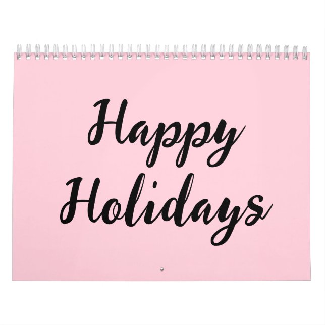 Calendário Feriados de Natal simples e felizes, cor-de-rosa (Capa)