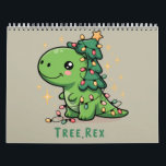 Calendário Festa Leve de Dinossauro de Natal Rex<br><div class="desc">Festa Leve de Dinossauro de Natal Rex</div>