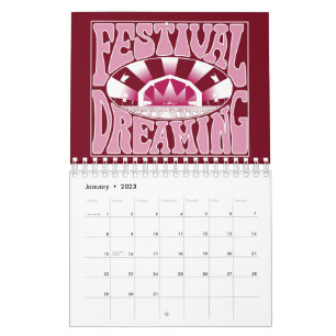 Calendário Festival de Sonho Retro White-Pink-Cranberry